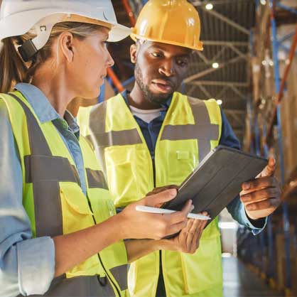 Two distribution center workers